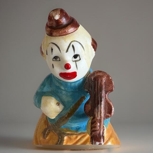 Vintage Happy Violin Hobo Clown Porcelain Figural Bell J.S.N.Y Taiwan 4" - Picture 2 of 9